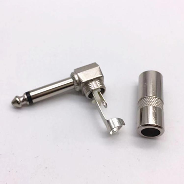6.35mm 90° Right Angle Mono Guitar Plug, 6.5mm Two-Core Amplifier Audio Connector