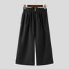 INCERUN Men High Waist Zip-up Solid Color Casual Long Palazzo Pants