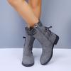 Customizable Winter Snow Boots Women Zipper Fashion PU Leather Mid-Calf Boots Shoes