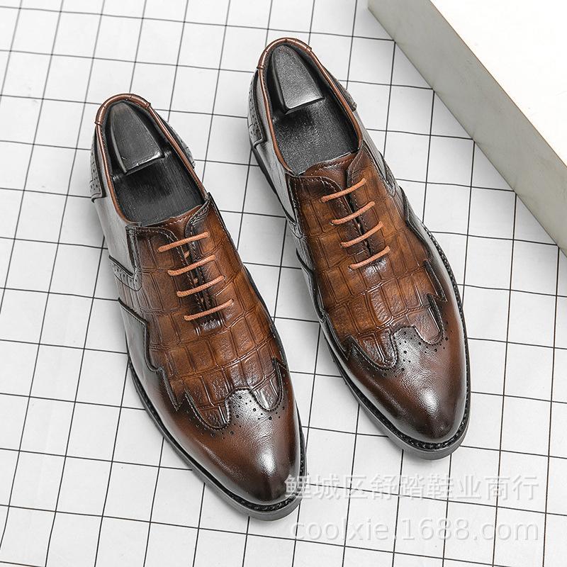 

Summer leather shoes men s business casual shoes men s height increase breathable soft sole soft leather non-slip shoes for the elderly 45 коричневый
