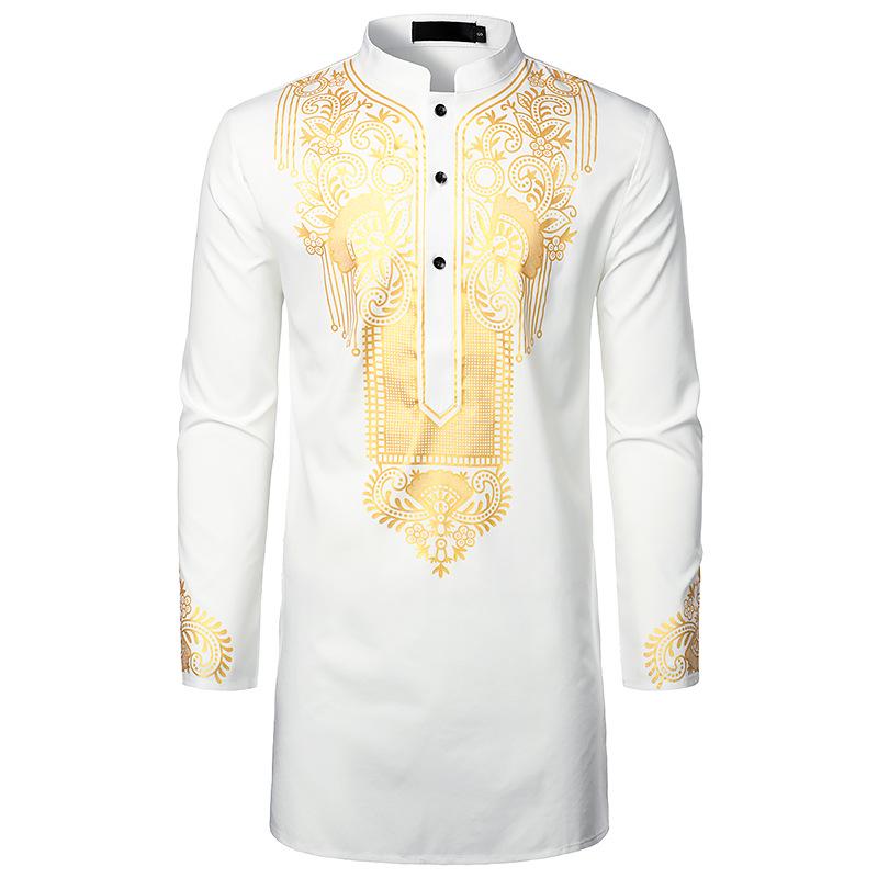 Men's Casual African Style Long Sleeve Print Shirt
