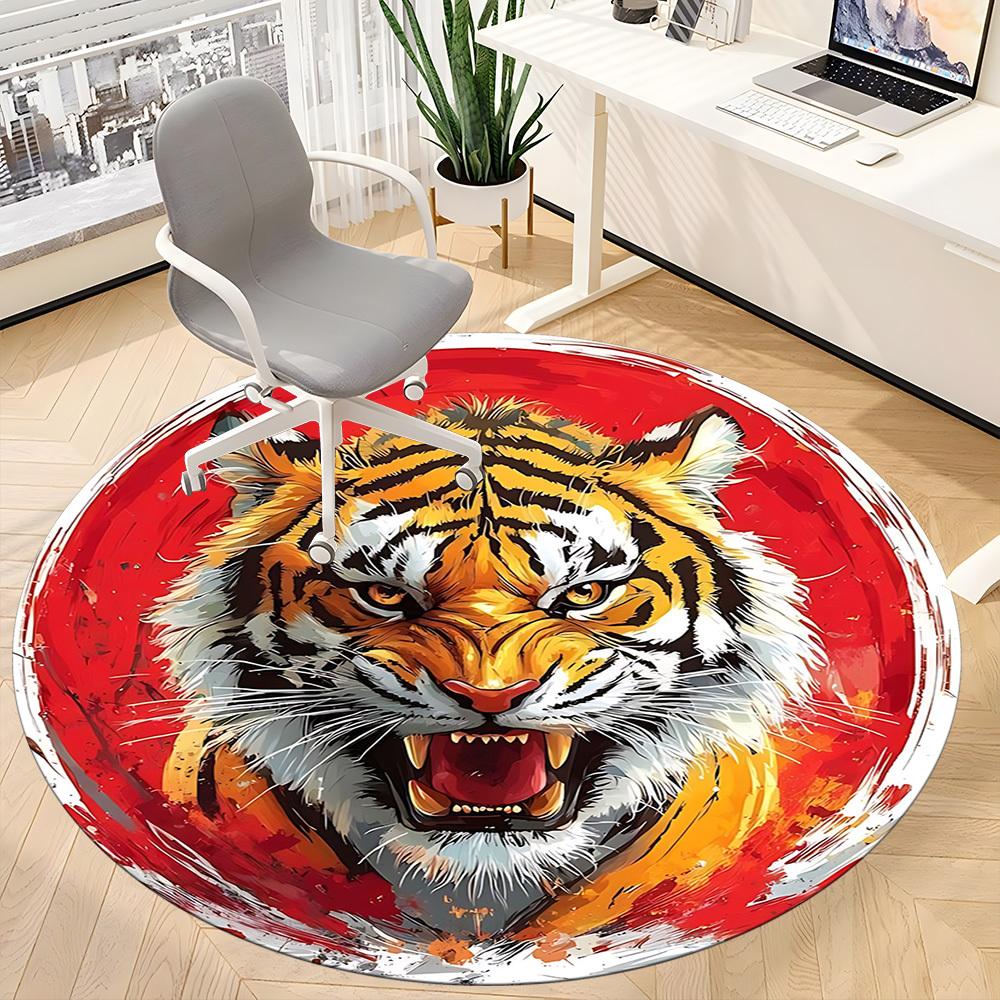 1pc Tiger Face Chair Carpet for Office Non-Slip, Lightweight, Machine Washable Rug for Office, Room - Holiday Decoryy251016022