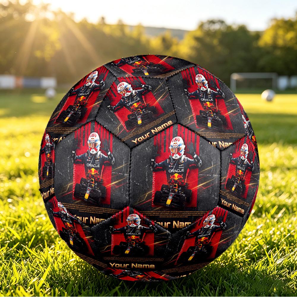 Max Verstappen Size 5 Football, Custom Name Text Personalized Soccer Ball Sport Training Gift