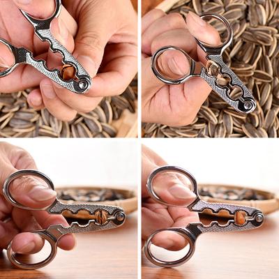 Stainless Steel Melon Seed Plier Scissor Nut Cracker Walnut Pine Sheller Opener