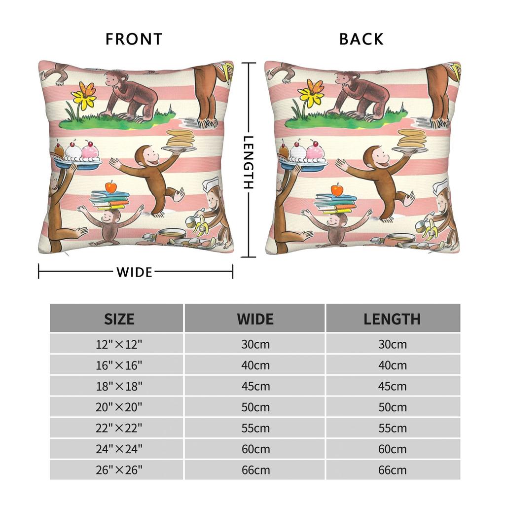 Curious George-s Pillow Cover Fashion Pillow Case For Living Room Chair Soft Cushion Cover Birthday Present