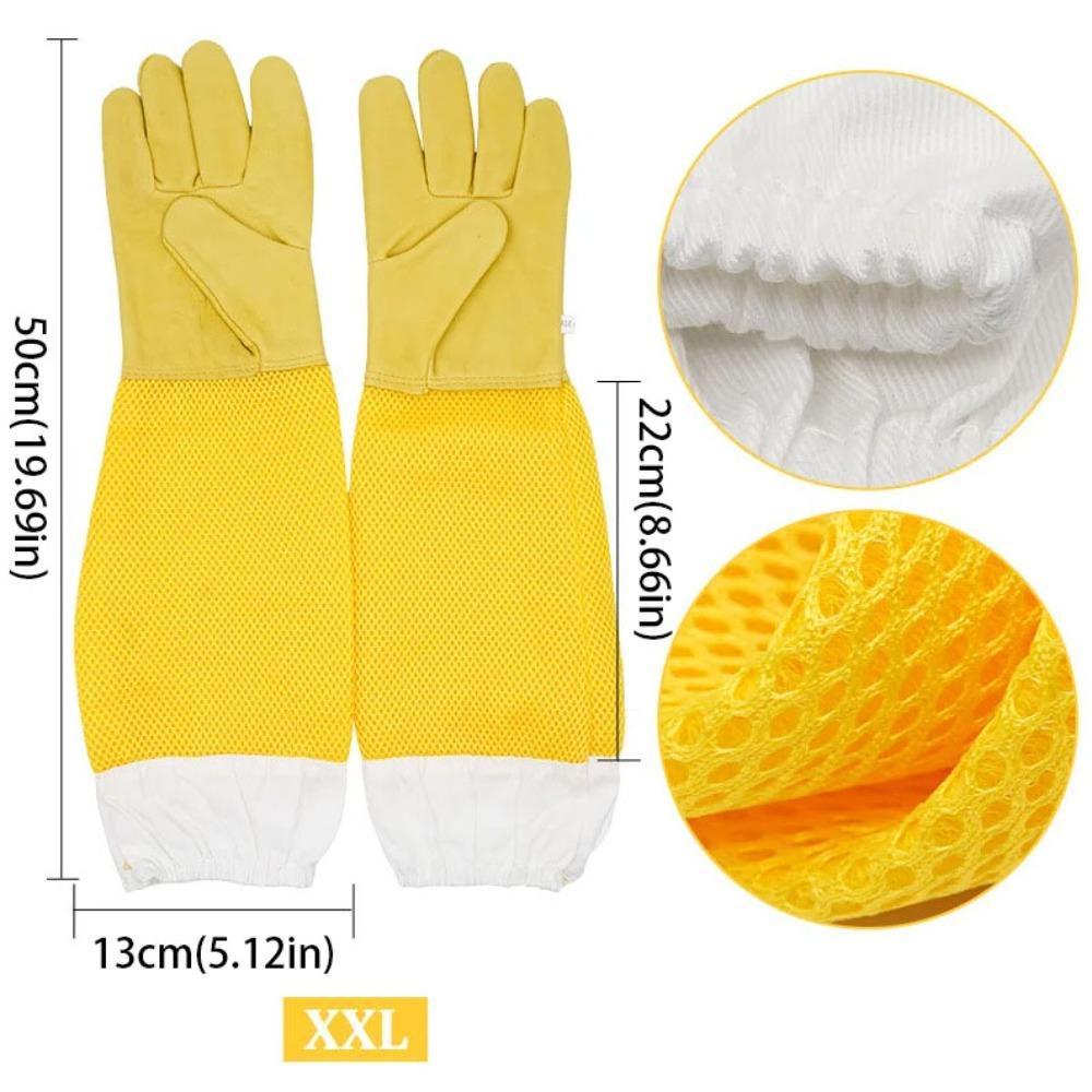 

Breathable Mesh Beekeeping Gloves Goatskin Ventilated Gloves Protective Gloves Beekeeping Supplies XXL