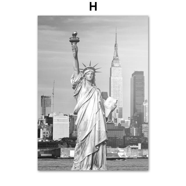 Statue of Liberty Bridge Paris Tower Wall Art Canvas Painting Vintage Nordic Posters And Prints Wall Pictures For Living Room