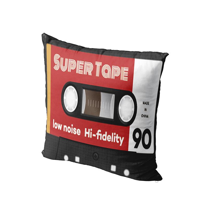 Vintage-Kissenbezug mit Kassette und Musikband. Lustiges Design, Sofakissenbezug, Umarmungskissenbezug, Hochzeit, Party, Schlafzimmer, Heimdekoration