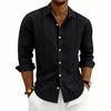 Men's Linen Washed And Creased Long-sleeved Shirt - Breathable Shirt