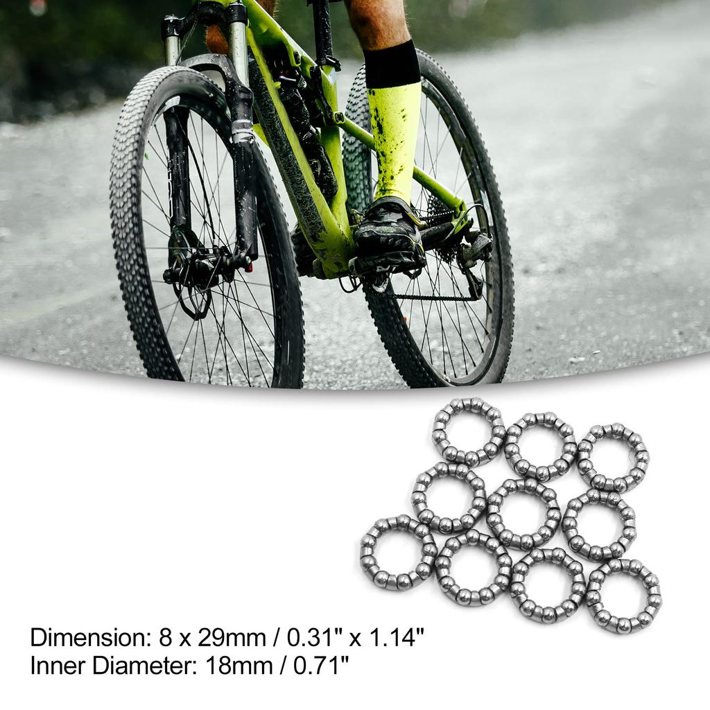 ACROPIX Bicycle Axle Wheel Ball Bearing Cage Retainer 18mm Inner Diameter 9 Universal Ball Silver Tone 10pcs
