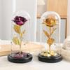Gold Foil Rose Glass Lampshade Ornament with Gold Beads - Preserved Flower Gift for Birthday or Confession
