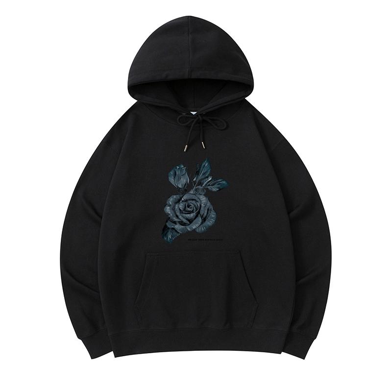 

300 GSM Men s Healthy Cotton Hoodies Rose Print Premium Cotton Sweatshirt
