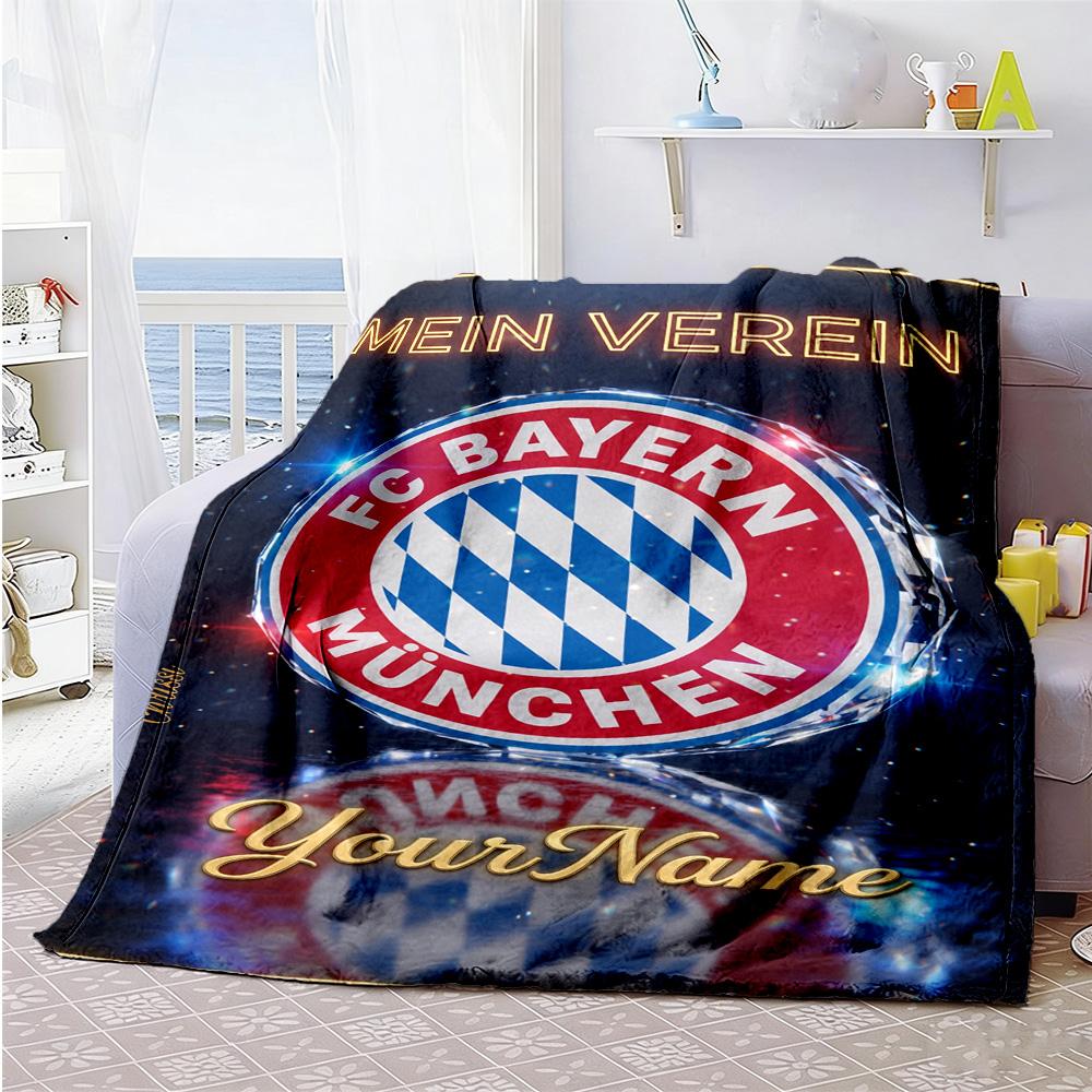 Fc Bayern München 7 Customize Your Name Blanket Gift Customizable Blanket Soft & Cozy Suitable for Seaside Bed Sofa Livingroom All-Season Use
