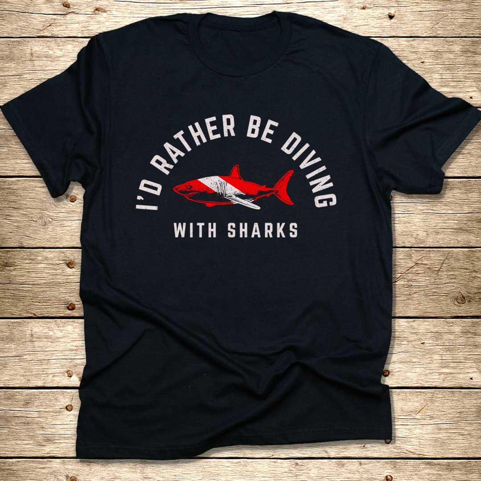 Shark Diving T-Shirt | Ocean Lover, Scuba Diver Tee M