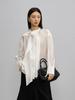Spring 2026 Women's V-neck Long Sleeve Tencel Acetate Top - Elegant, Solid Color, Age-Reducing