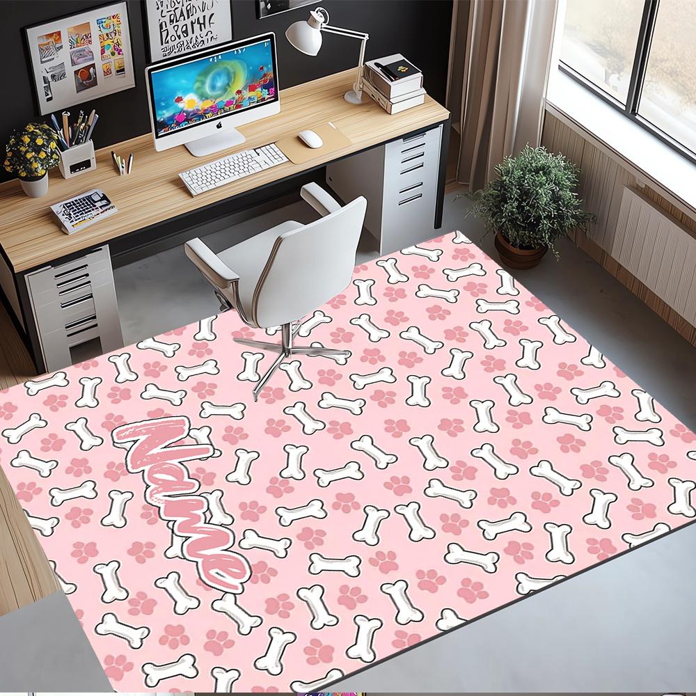 Tappeto Stampato con Nome Personalizzato per Cane, Tappeto per Sedia da Ufficio, Soggiorno, Camera da Letto, Cucina, Decorazioni, Regali.