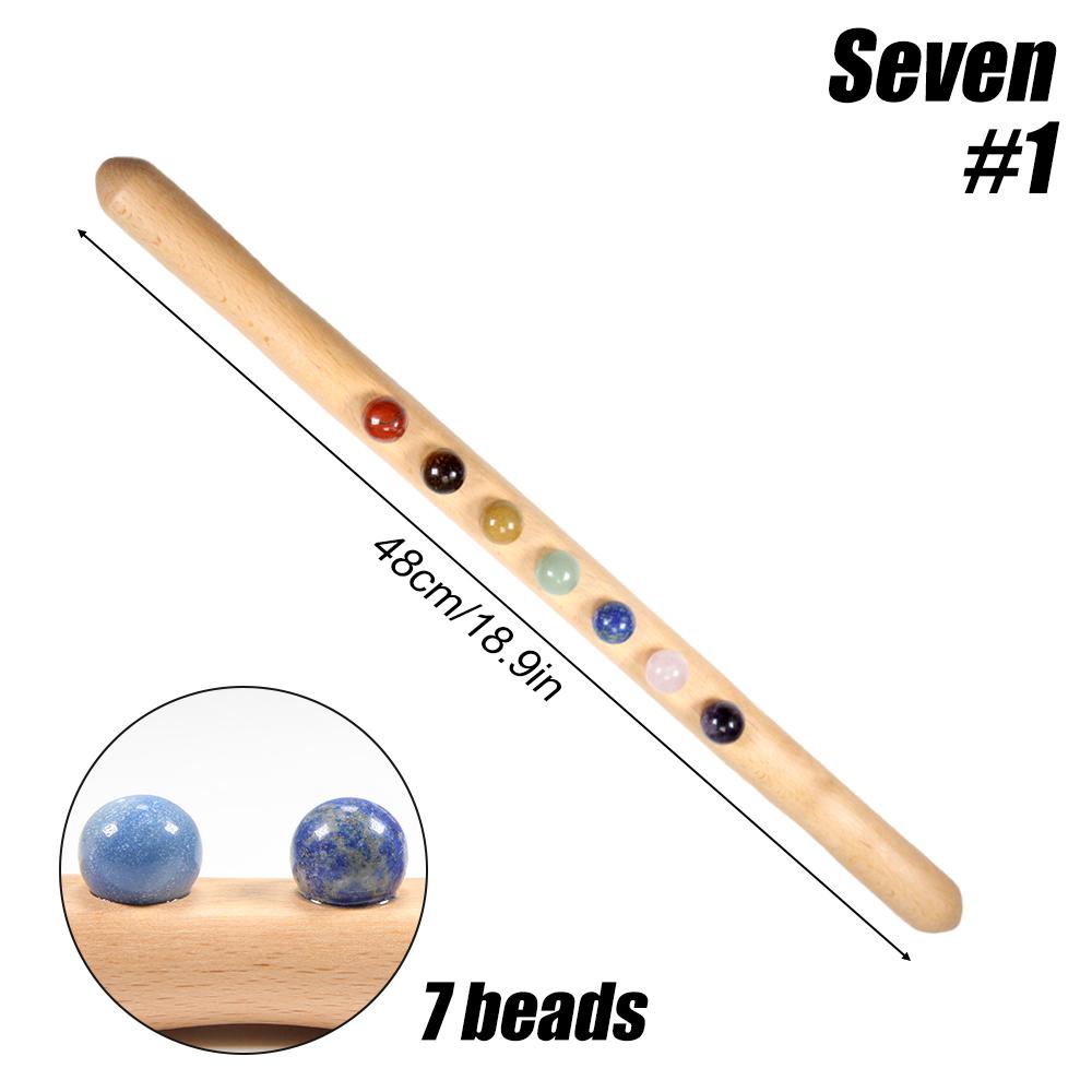 

10 Jade Stone Beads Wooden Trigger Point Massager Stick,Lymphatic Drainage Massager Wood Therapy Massage Tools Gua Sha Therapy
