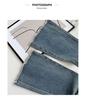 Women's High Waist American-Style Retro Flared Jeans - Elastic Slim Straight Horseshoe Trousers with Raw Edge Finish