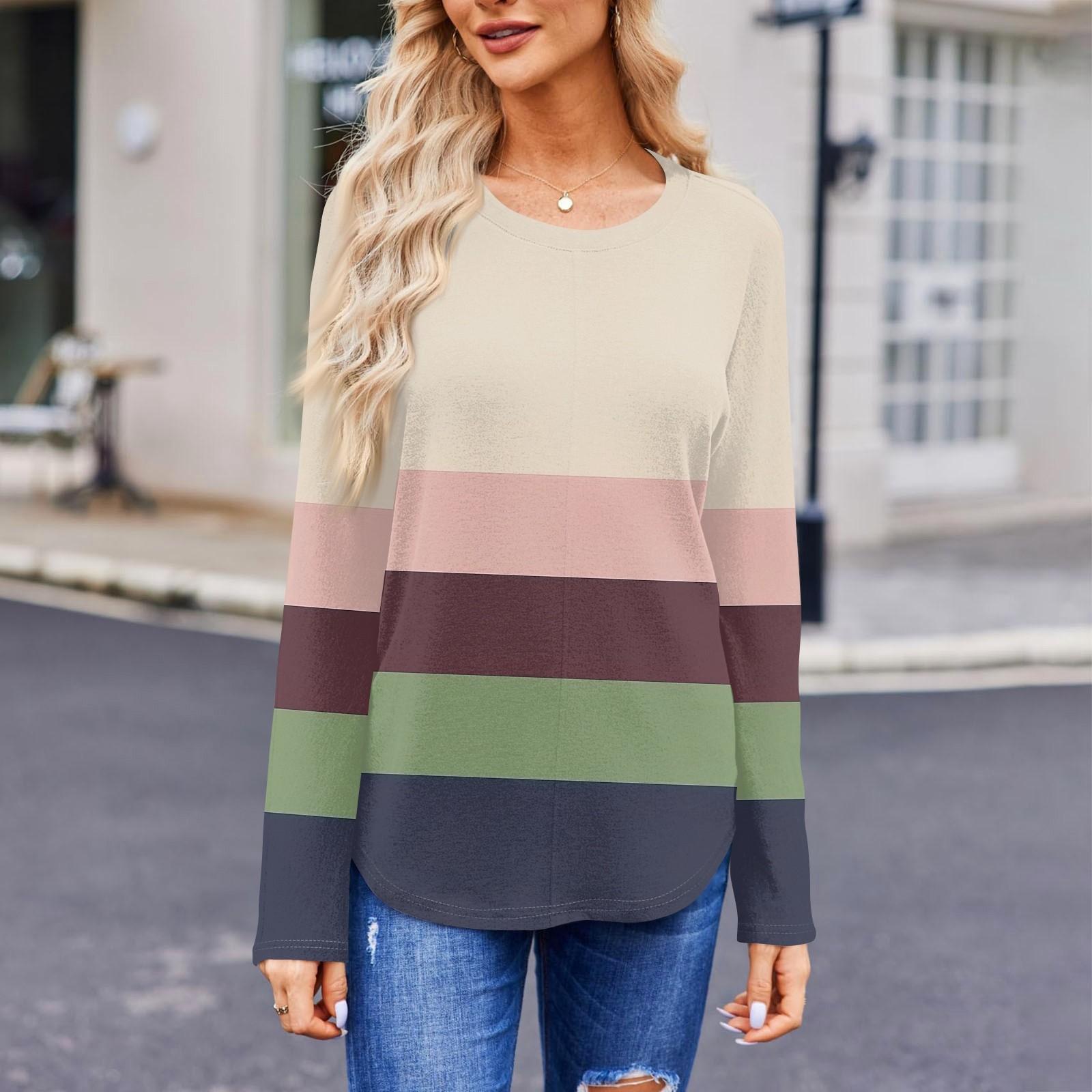 

Женская модная футболка с круглым вырезом и длинным рукавом, повседневные осенние топы S хаки