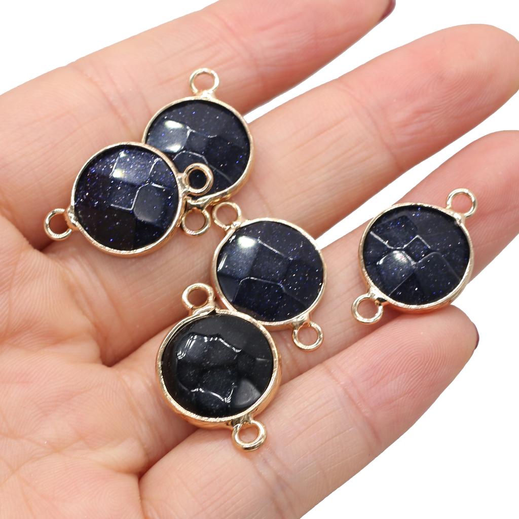 5 Stück Naturstein-Verbinder-Anhänger, runde Quarz-Verbinder für DIY-Armbänder, Halsketten, Ohrringe, Schmuckherstellung, Zubehör, 15 x 24 mm