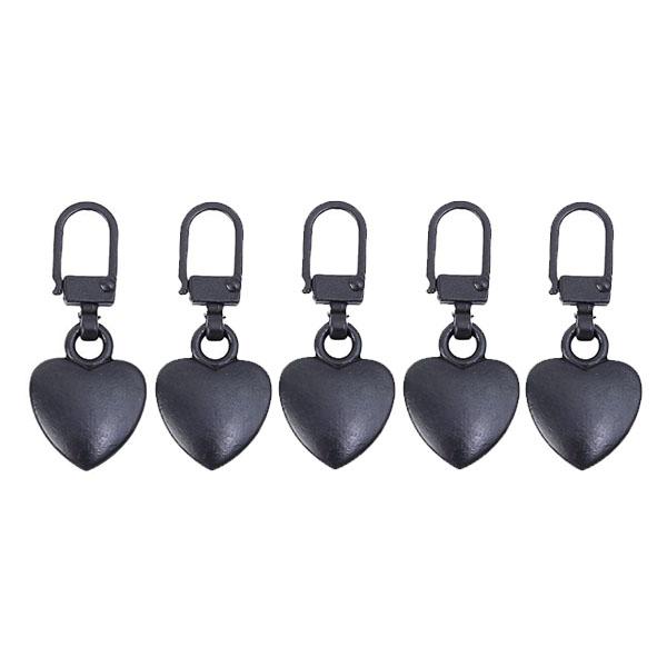 Set of 5/10 Heart-Shaped Metal Zipper Pullers for DIY Sewing and Repair