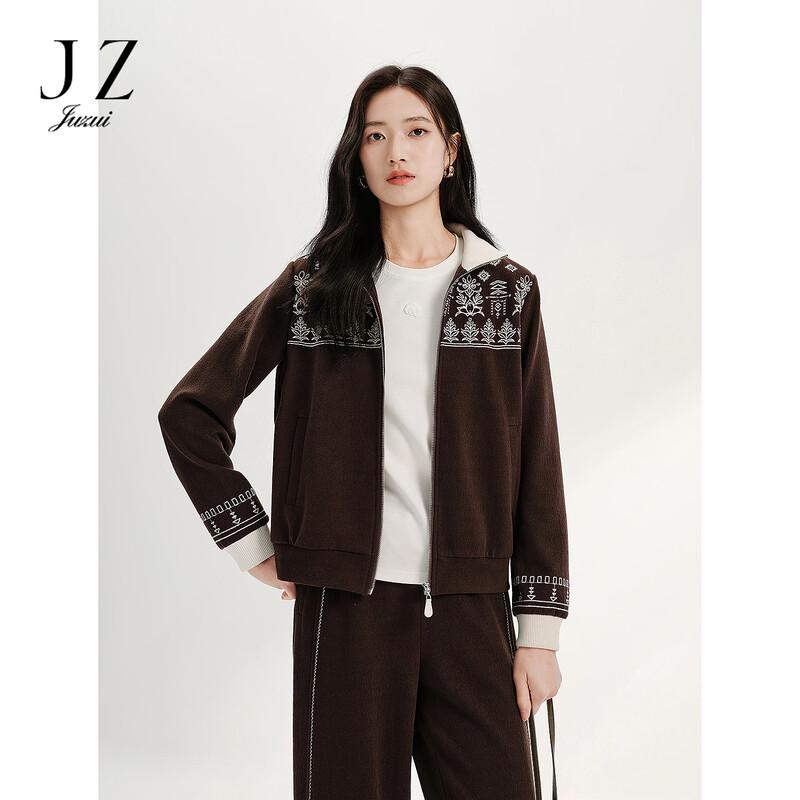 JUZUI Women s Retro Fair Isle Zip-Up Knit Cardigan M