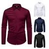 Autumn Men'S Solid Color Pleated Design Long-Sleeved Shirt European Size Men'S Loose Shirt