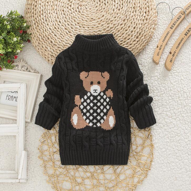 Herbst Winter Kinder Pullover Cartoon Bär Baby Jungen Mädchen Rundhals Strickpullover Tops