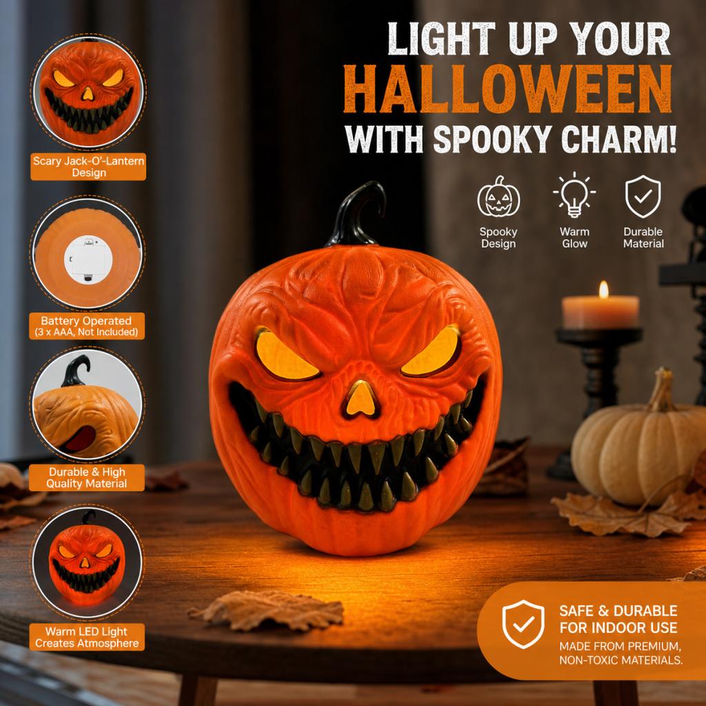 Halloweenská dekorace Svítící dýně aktivovaná zvukem se strašidelnými zvukovými efekty Elektronická hračka jako rekvizita pro barovou scénu