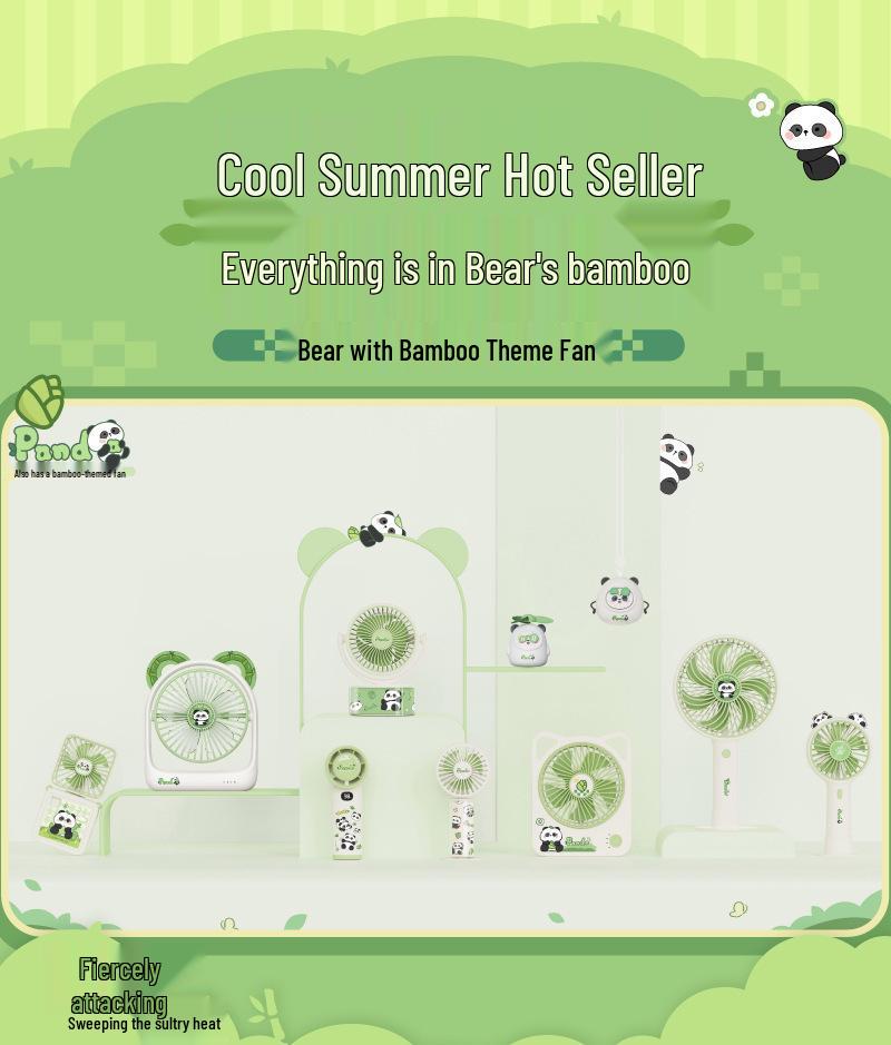 Green Panda USB Rechargeable Mini Desk Fan