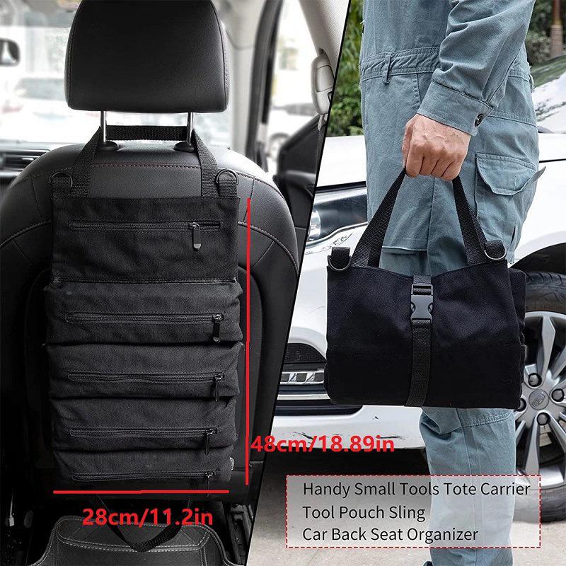 

Heavy-Duty Roll-Up Tool Bag - Oxford Fabric Multi-Tool Organizer All-in-One Garage Storage For Mechanics/Electricians/Carpenters one size чёрный