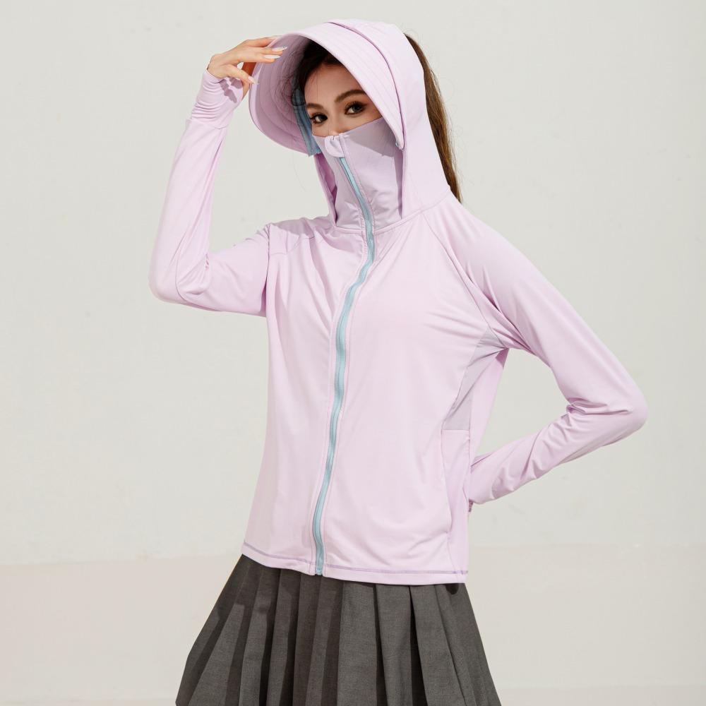 

Тонкая и охлаждающая одежда из ледяного шелка для защиты от солнца для женщин летом One size фиолетовый