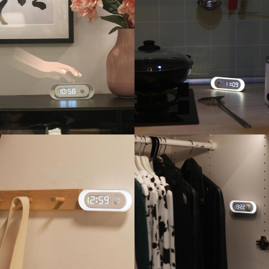 

Motion Wall Clock Night Light USB Cable Suction Supplies for Bedroom Bathroom Toilet Kitchen Decoration X3UC CN