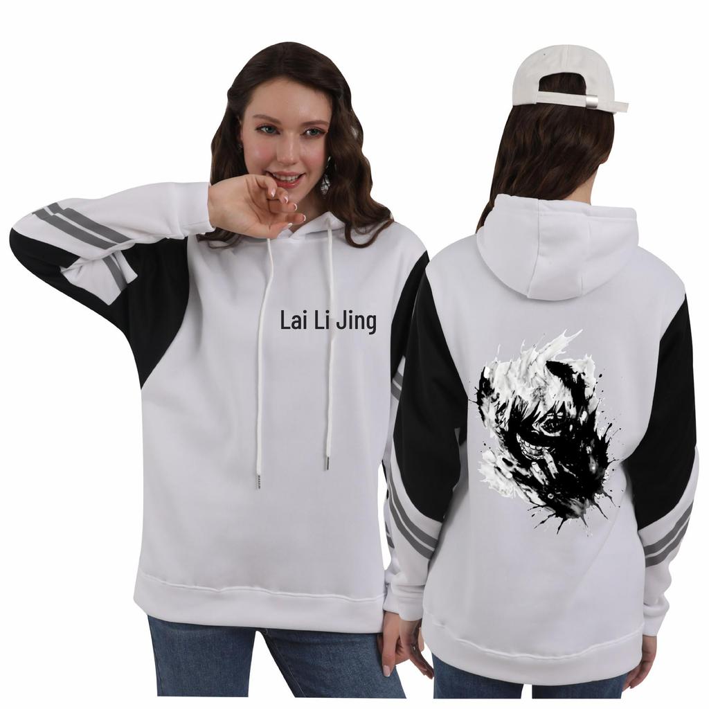 Anime Tokyo Ghoul Unisex Color Block Patchwork Fleece Hoodie (Autumn/Winter).