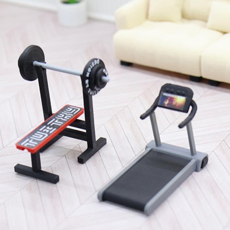 Tiny Fitness Workout Equipment For 1/12 Scale Doll House Plastic Safe Miniature Gym Accessories With Realistic Detail