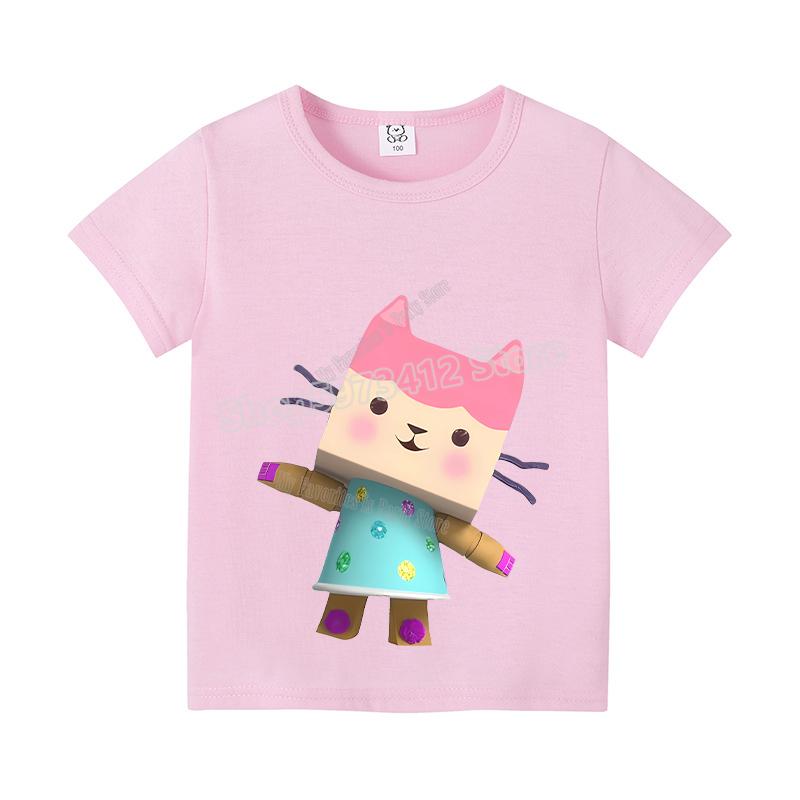 New Gabby Dollhouse Kids T-shirt Summer Children Cotton Short Sleeve Top Anime Fashion Kawaii Baby Tee Girls Casual Clothes Gift