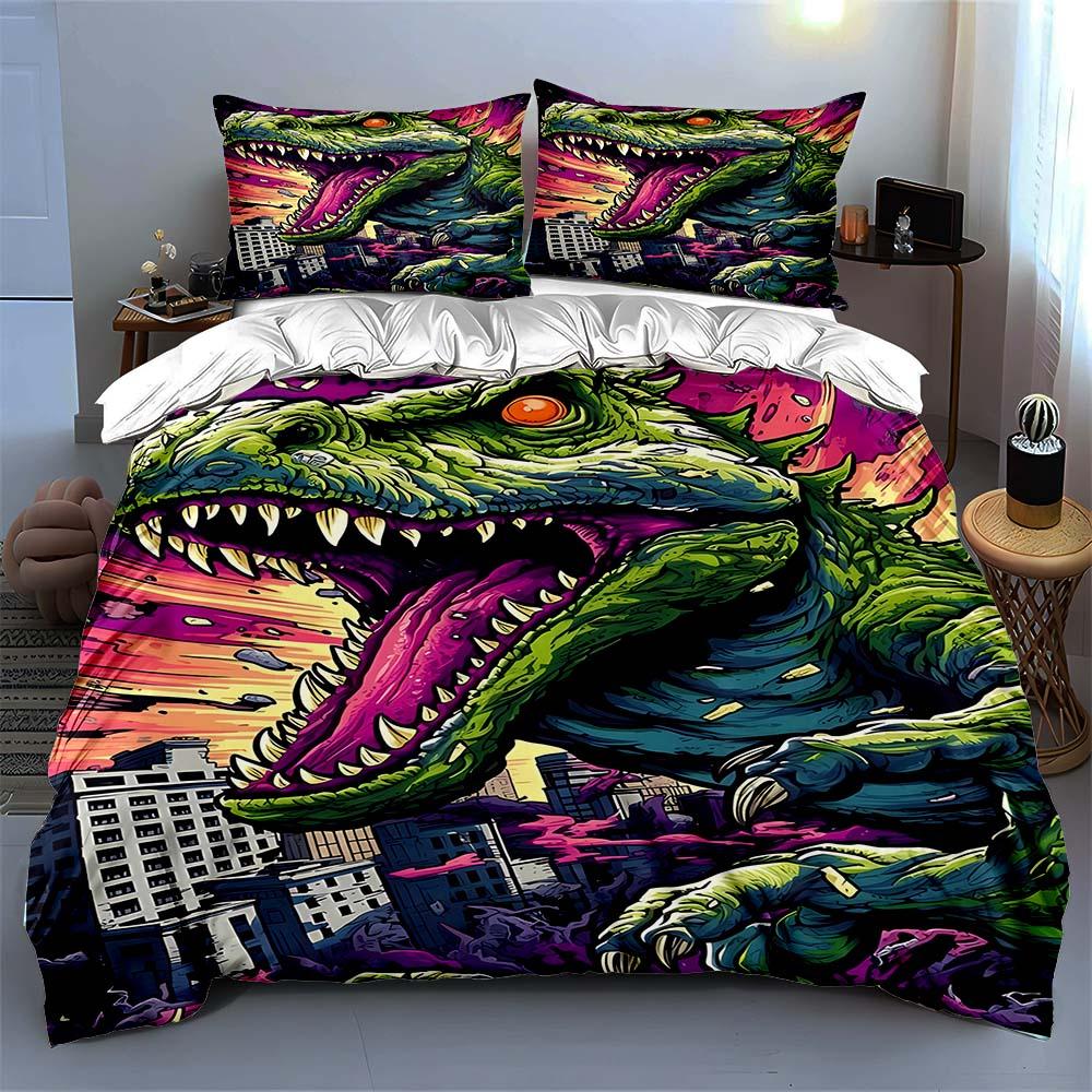 Dinosaur city destruction. Bedding Duvet cover sets Duvet covers Pillowcases gifts (1 * Duvet Cover 2 * Pillowcases, without duvet insert)