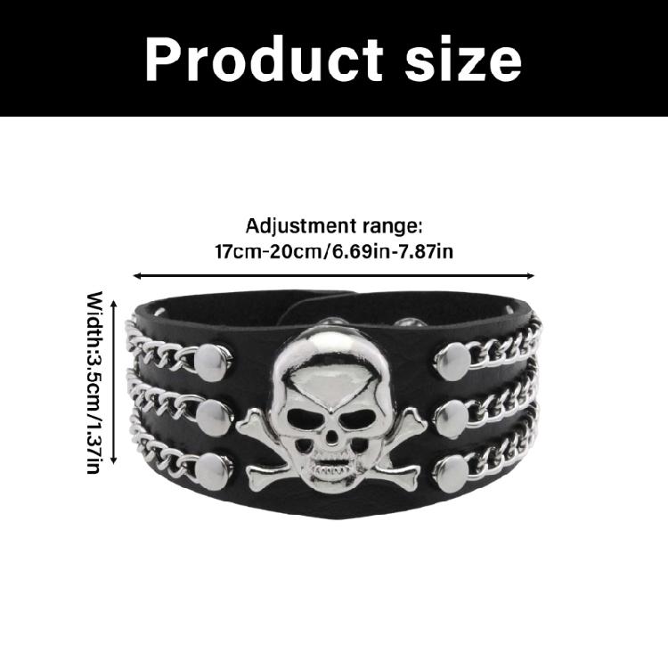 Wielofunkcyjna Metalowa Bransoletka z Czaszką Podkreślająca Eleganckie Style na Różne Okazje, Takie Jak Imprezy i Koncerty Dekoracja
