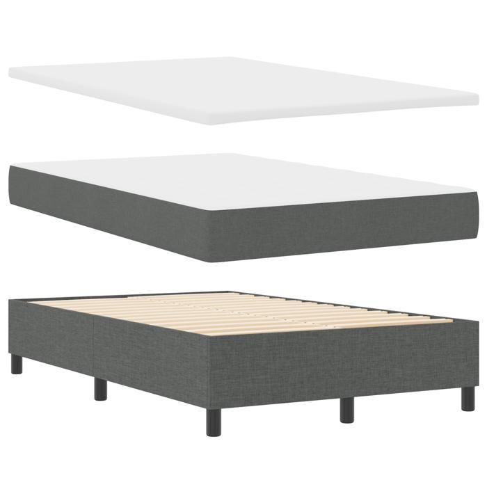 VidaXL Lit à ressorts avec matelas et banc gris foncé 120x190 cm en tissu 3344129