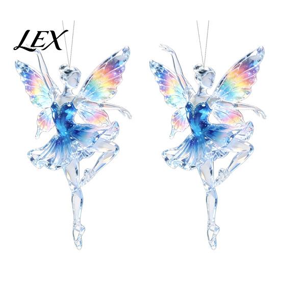 Cute Hanging Accessories 2Pcs Glitter Ballet Girl Keychain, 2D Acrylic Pendant for Bag Backpack, Sparkling Durable Crafts Dancer Car Rearview