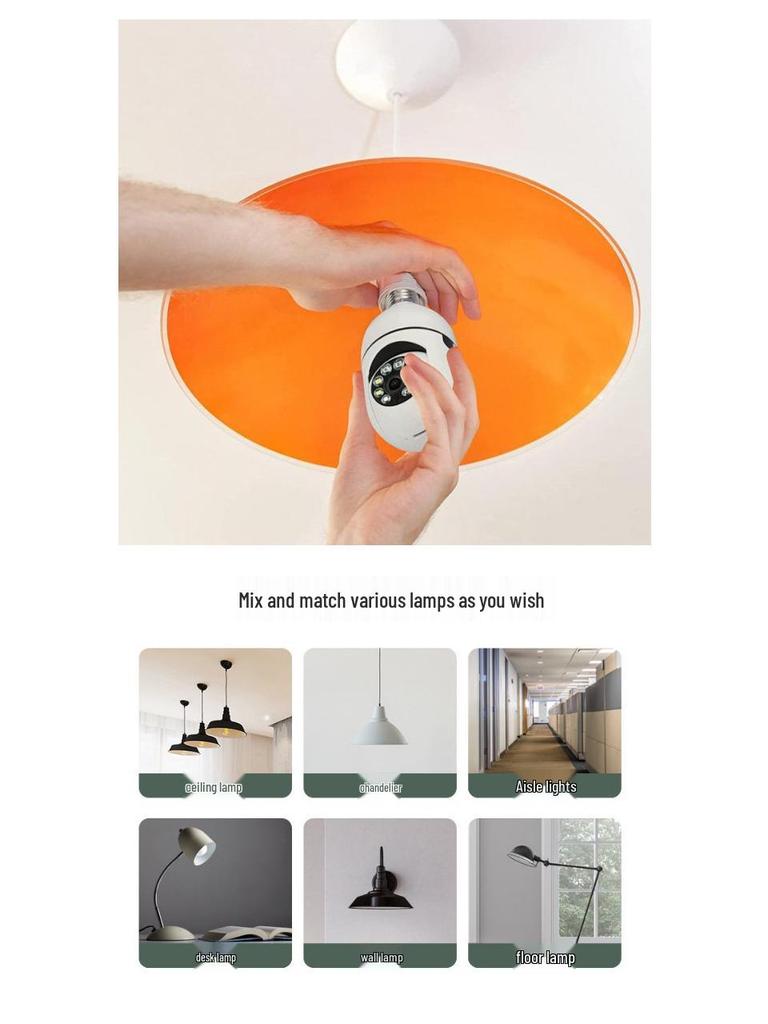 360° Panorama Smart Lampenhalter Kamera - 1080P HD Drahtlose Multifunktionale Überwachung