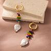 Irregular Shape Fashionable Earrings With Colorful Natural Stones And Faux Pearls