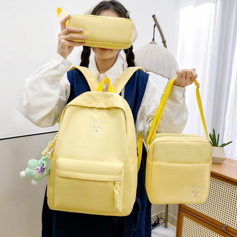 

Schoolbag for Women Cute Large Capacity Elementary School Students Campus Backpack Simple Solid Color Girl Backpack High Value Bag Set