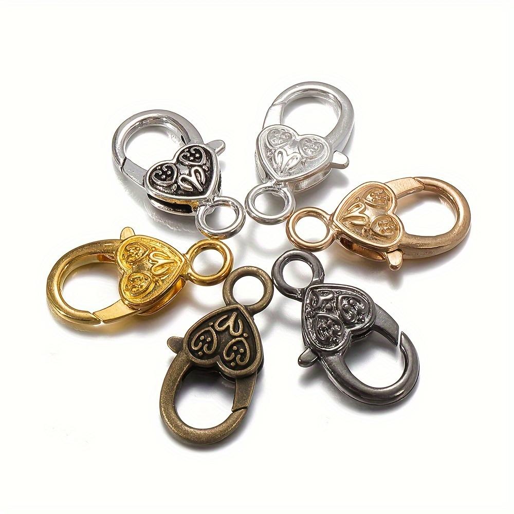 8Pcs/lot Tibetan Style Heart Lobster Claw Clasps Hooks for Necklace Bracelet Chain Buckle DIY Jewelry Making Findings