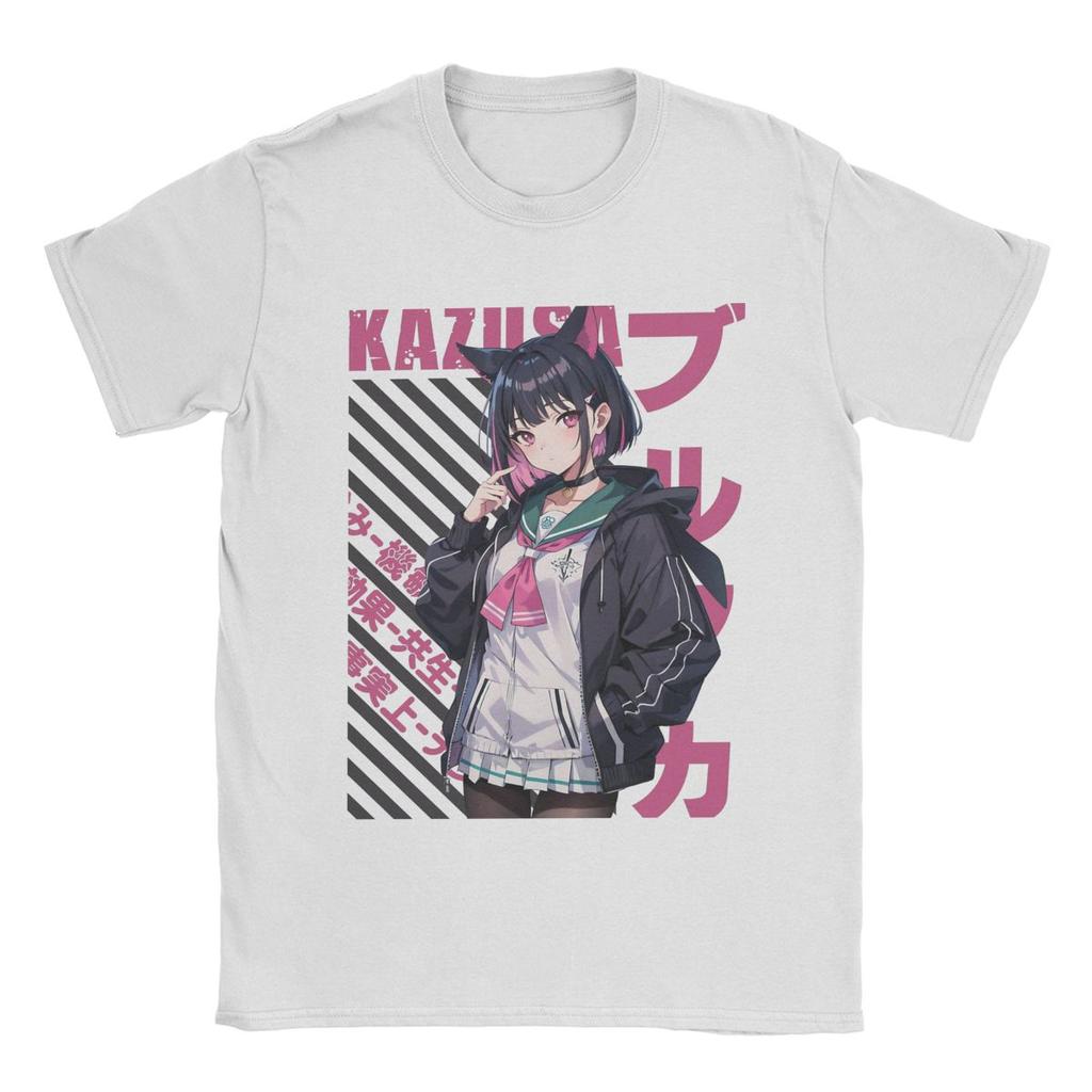 Blue Archive Kyouyama Kazusa Men T Shirts Anime Funny Tee Shirt Short Sleeve Round Neck T-Shirt Pure Cotton Printing Tops