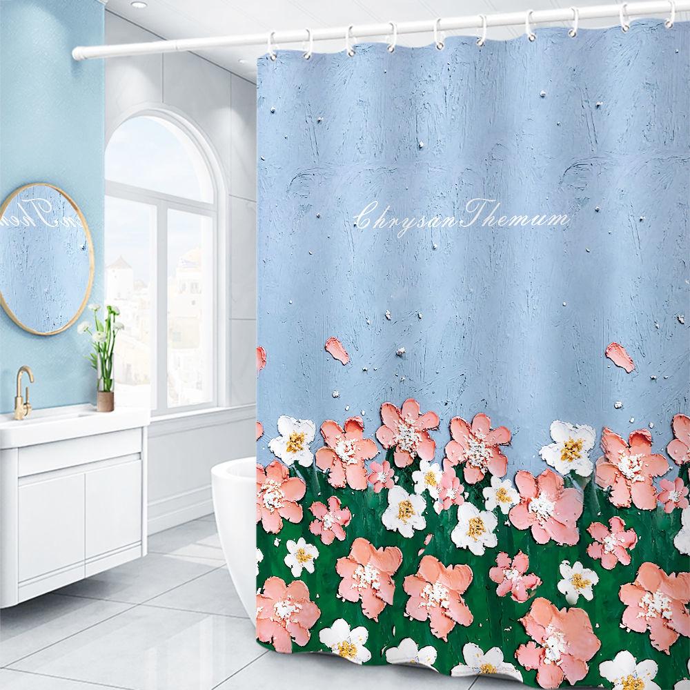 Van Gogh Starry Night Shower Curtain Oil Painting Abstract Art Blue Sky White Cloud Star Moon Scenery Bathroom Decor With Hooks