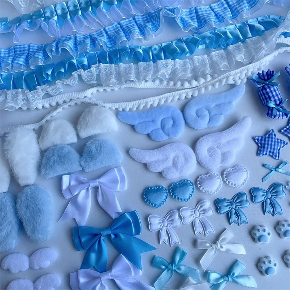 40Pcs/Set Pink Handmade Material Pack Pain Bag Bow Lace Accessories Set Colorful Material Pack Set