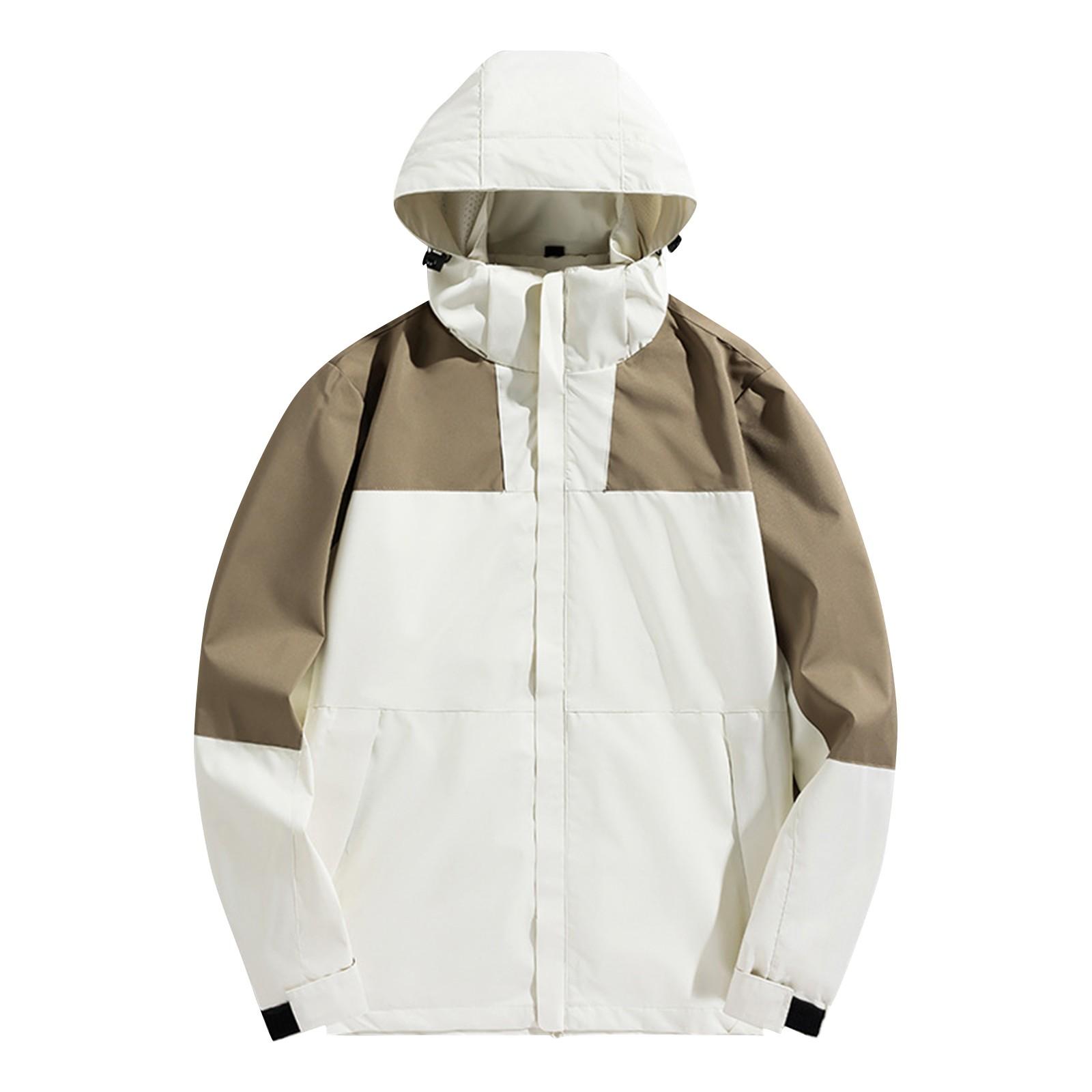 

Men s and women s same jacket, loose shoulder, color blocked splicing, suit, hooded jacket, outerwear S хаки