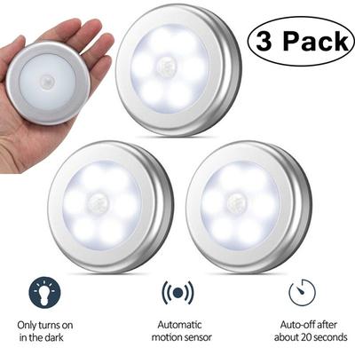 1/2/3/6 Pack PIR Infrared Motion Sensor Lamp Battery Powered Night Light Magnetic Infrared Wall Lamp Closet Stairs(Battery Not Include)