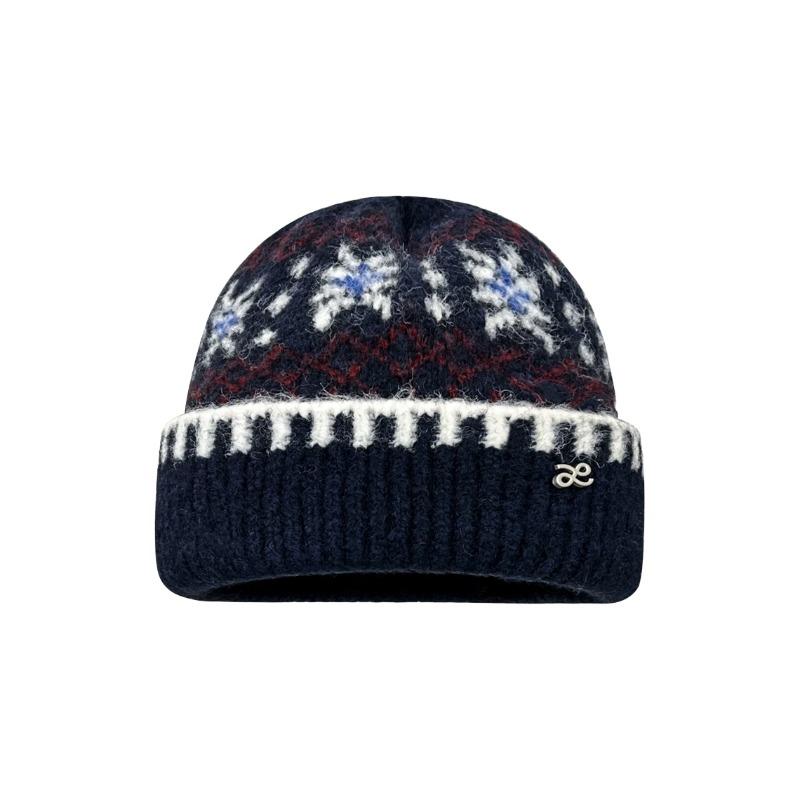 Big head circumference fashion versatile ear protection wool hat autumn and winter new retro jacquard Merad Fair Island knitted hat